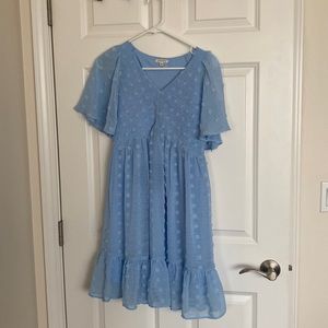 Blue maternity dress from Pink Blush size Small. Light blue Swiss Dot Smocked